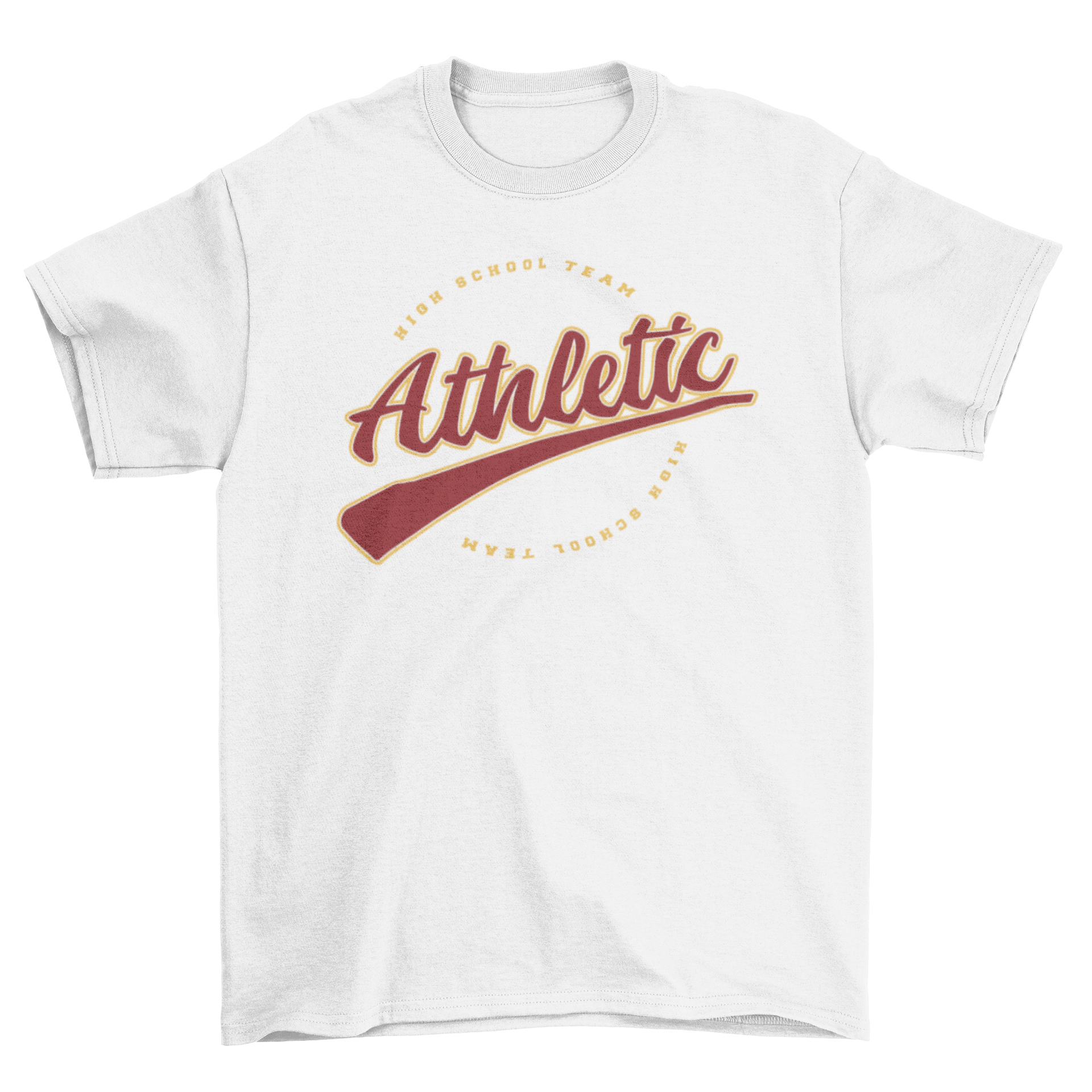 Vintage athletic sports high school team t-shirt featuring the quote 'Athletic, high school team' in stylish typography.