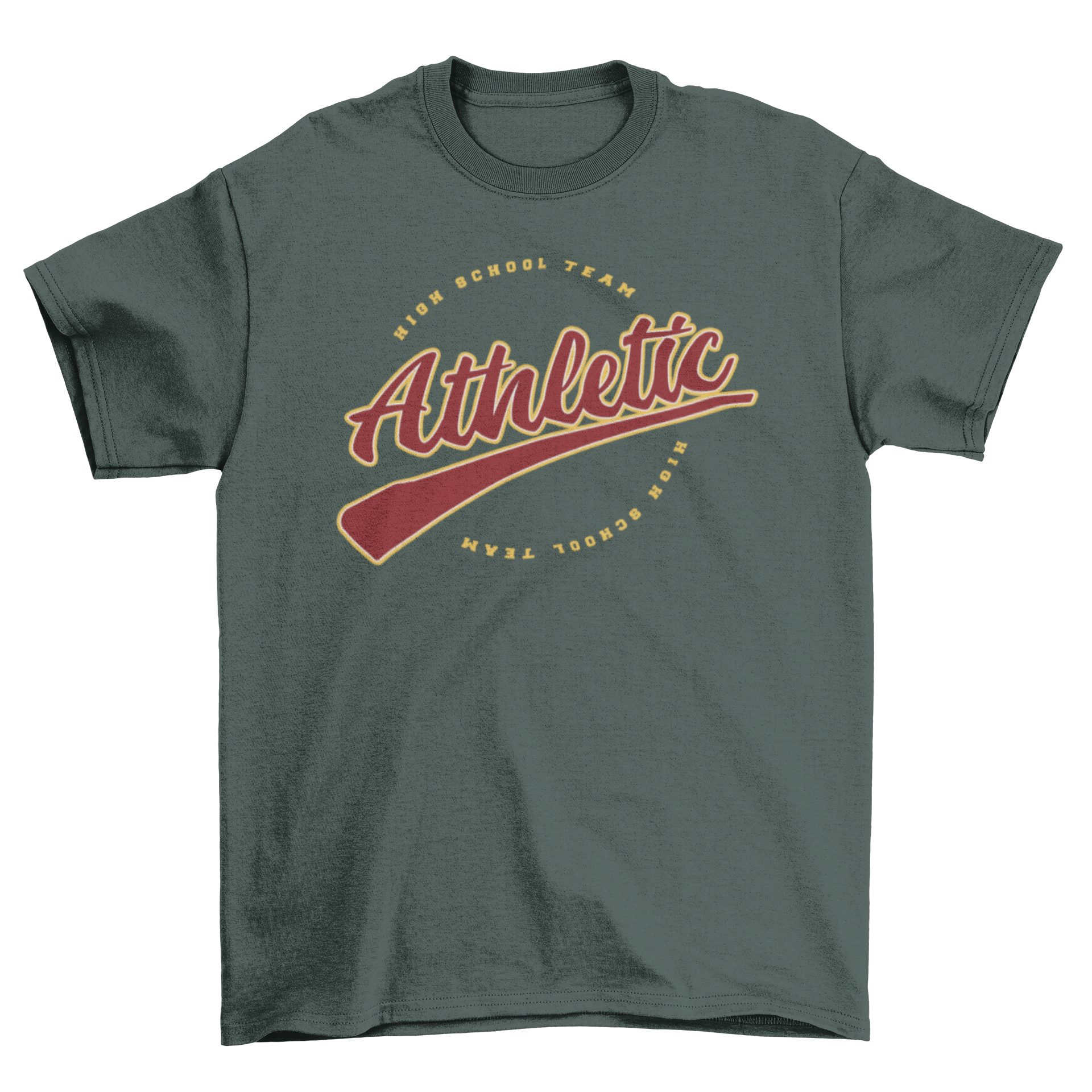 Vintage athletic sports high school team t-shirt featuring the quote 'Athletic, high school team' in stylish typography.