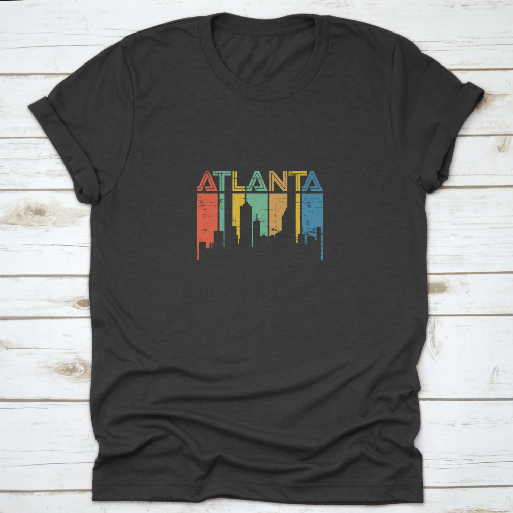 Trendy Atlanta City Georgia T-shirt design featuring vibrant colors and a classic fit, perfect for casual wear.