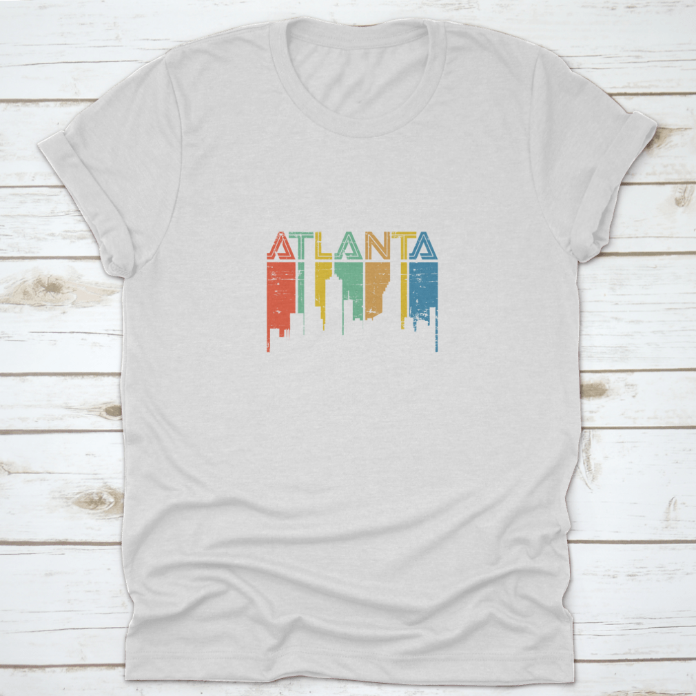 Trendy Atlanta City Georgia T-shirt design featuring vibrant colors and a classic fit, perfect for casual wear.