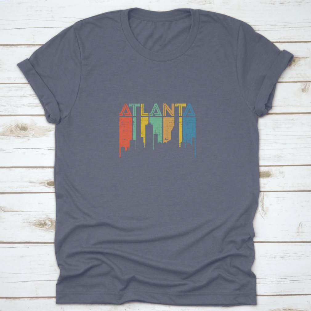 Trendy Atlanta City Georgia T-shirt design featuring vibrant colors and a classic fit, perfect for casual wear.