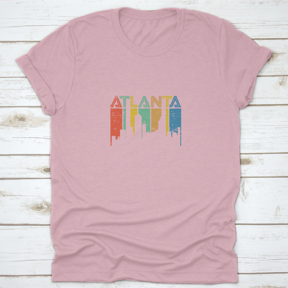 Trendy Atlanta City Georgia T-shirt design featuring vibrant colors and a classic fit, perfect for casual wear.