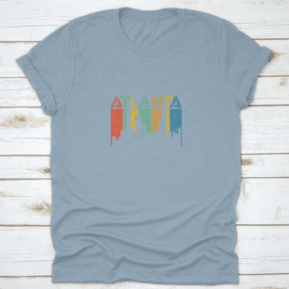 Trendy Atlanta City Georgia T-shirt design featuring vibrant colors and a classic fit, perfect for casual wear.