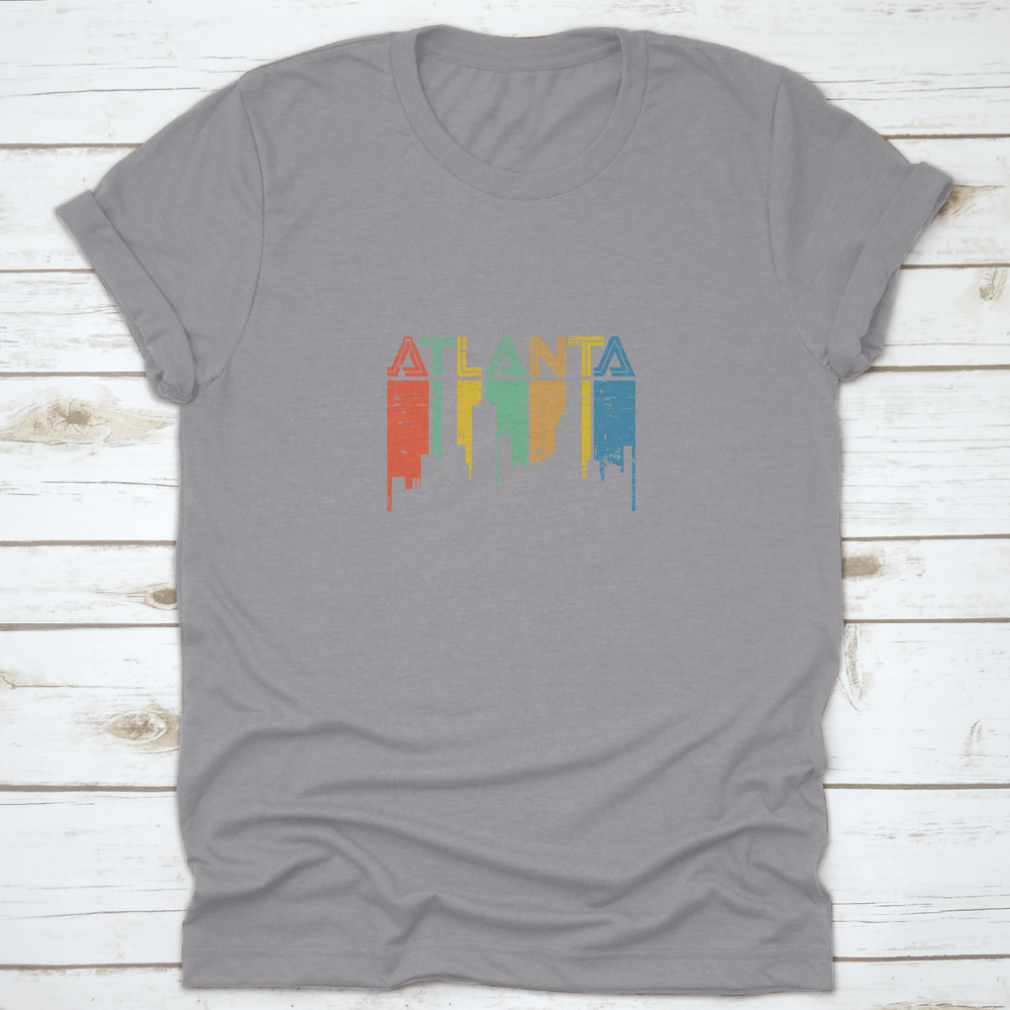 Trendy Atlanta City Georgia T-shirt design featuring vibrant colors and a classic fit, perfect for casual wear.