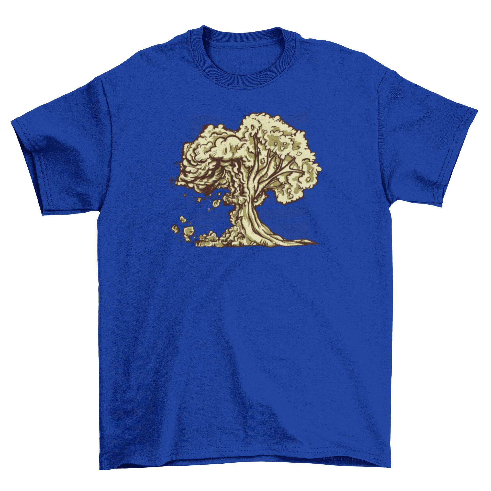 Atomic Bomb Tree T-shirt featuring a graphic design of a mushroom explosion merging with a leafy tree.