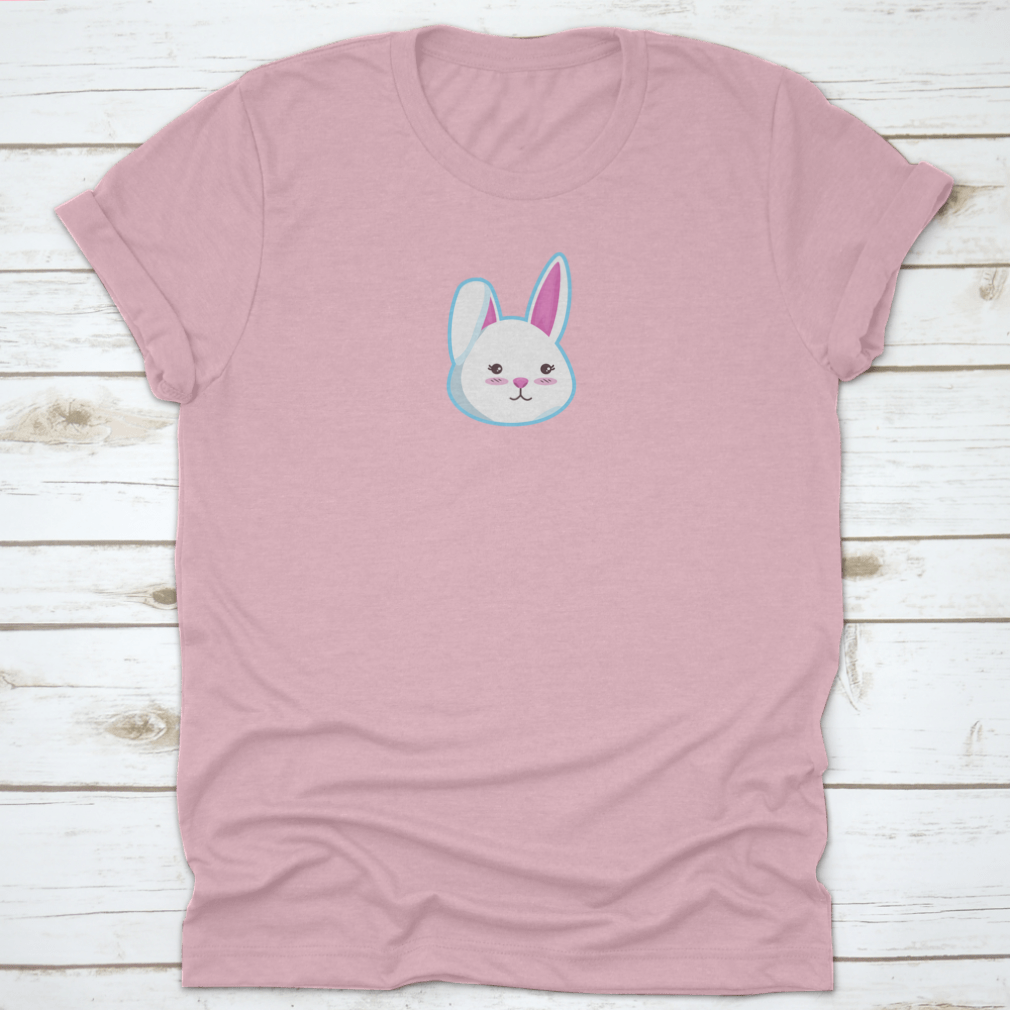 A cute t-shirt featuring a bunny head design with the right ear closed, made from soft cotton fabric.