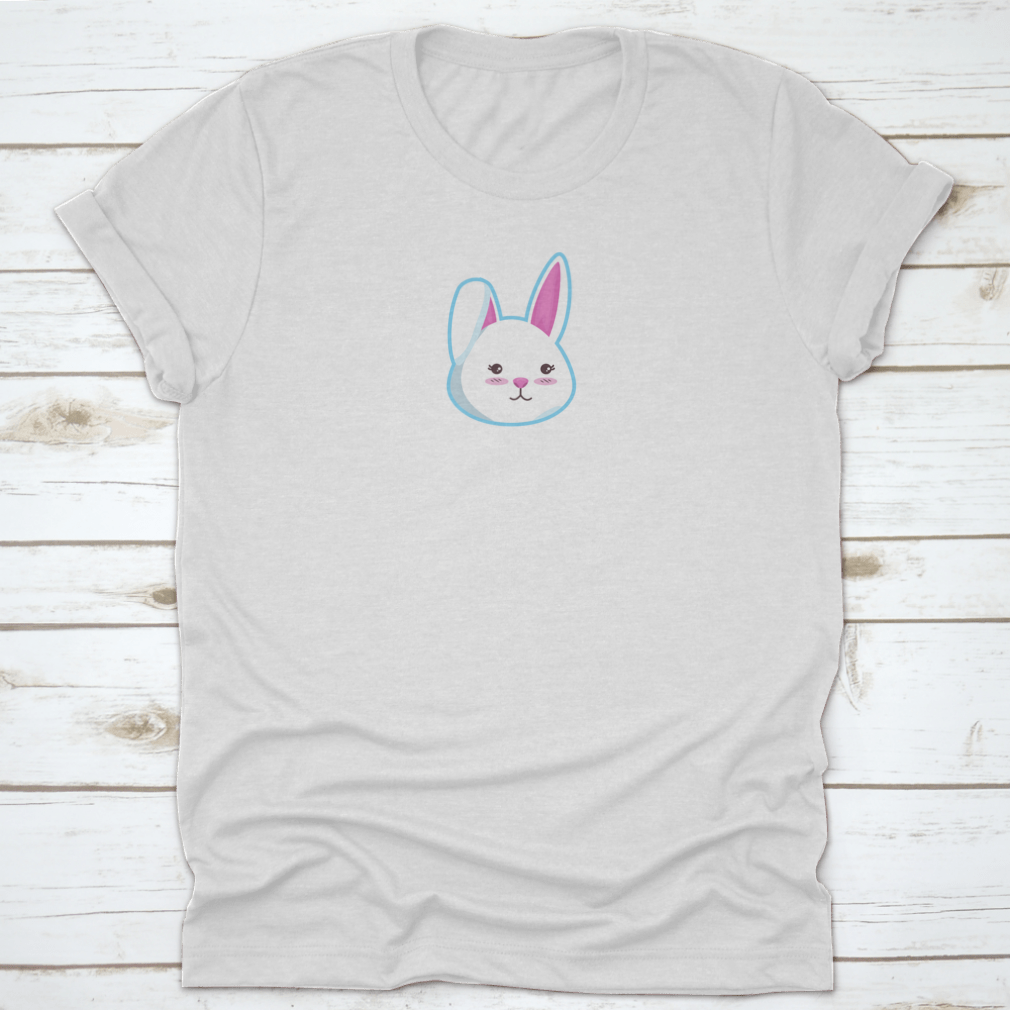 A cute t-shirt featuring a bunny head design with the right ear closed, made from soft cotton fabric.