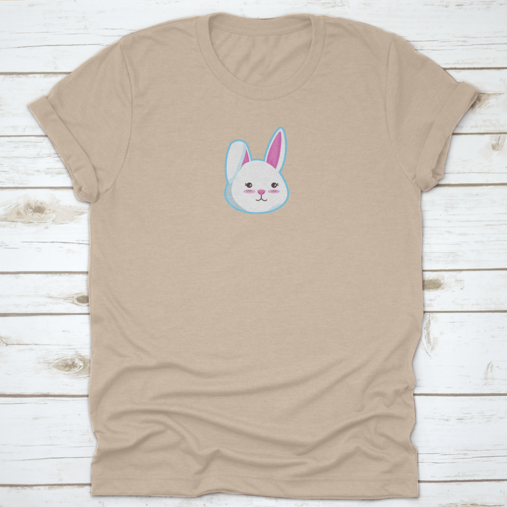 A cute t-shirt featuring a bunny head design with the right ear closed, made from soft cotton fabric.