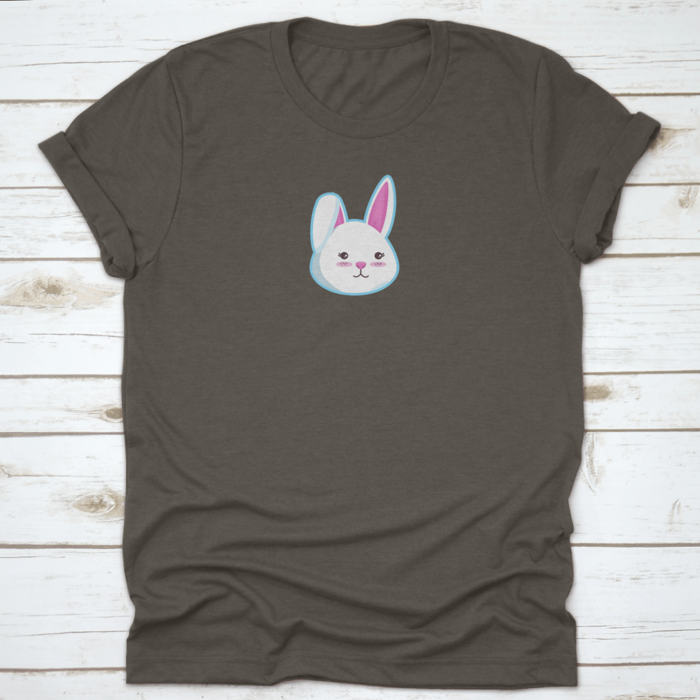 A cute t-shirt featuring a bunny head design with the right ear closed, made from soft cotton fabric.