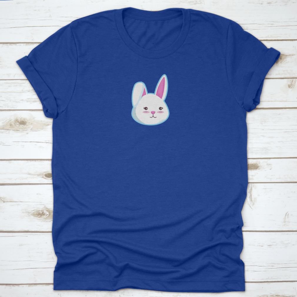 A cute t-shirt featuring a bunny head design with the right ear closed, made from soft cotton fabric.