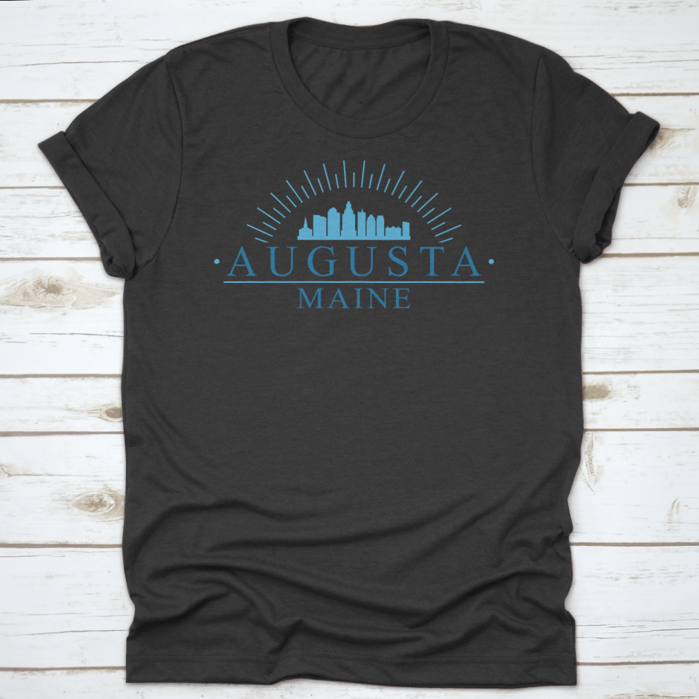 Augusta Maine skyline silhouette vector design on a stylish banner, showcasing the city's iconic landmarks.