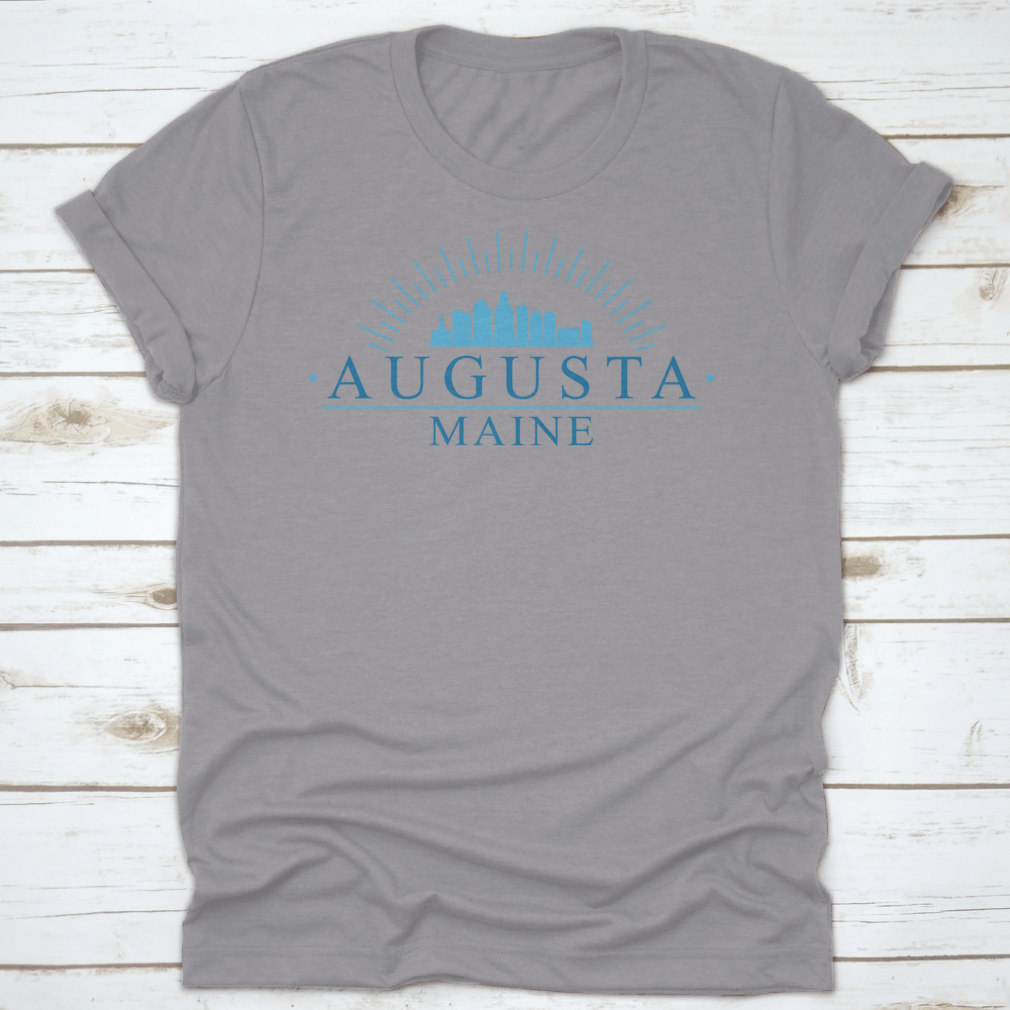 Augusta Maine skyline silhouette vector design on a stylish banner, showcasing the city's iconic landmarks.