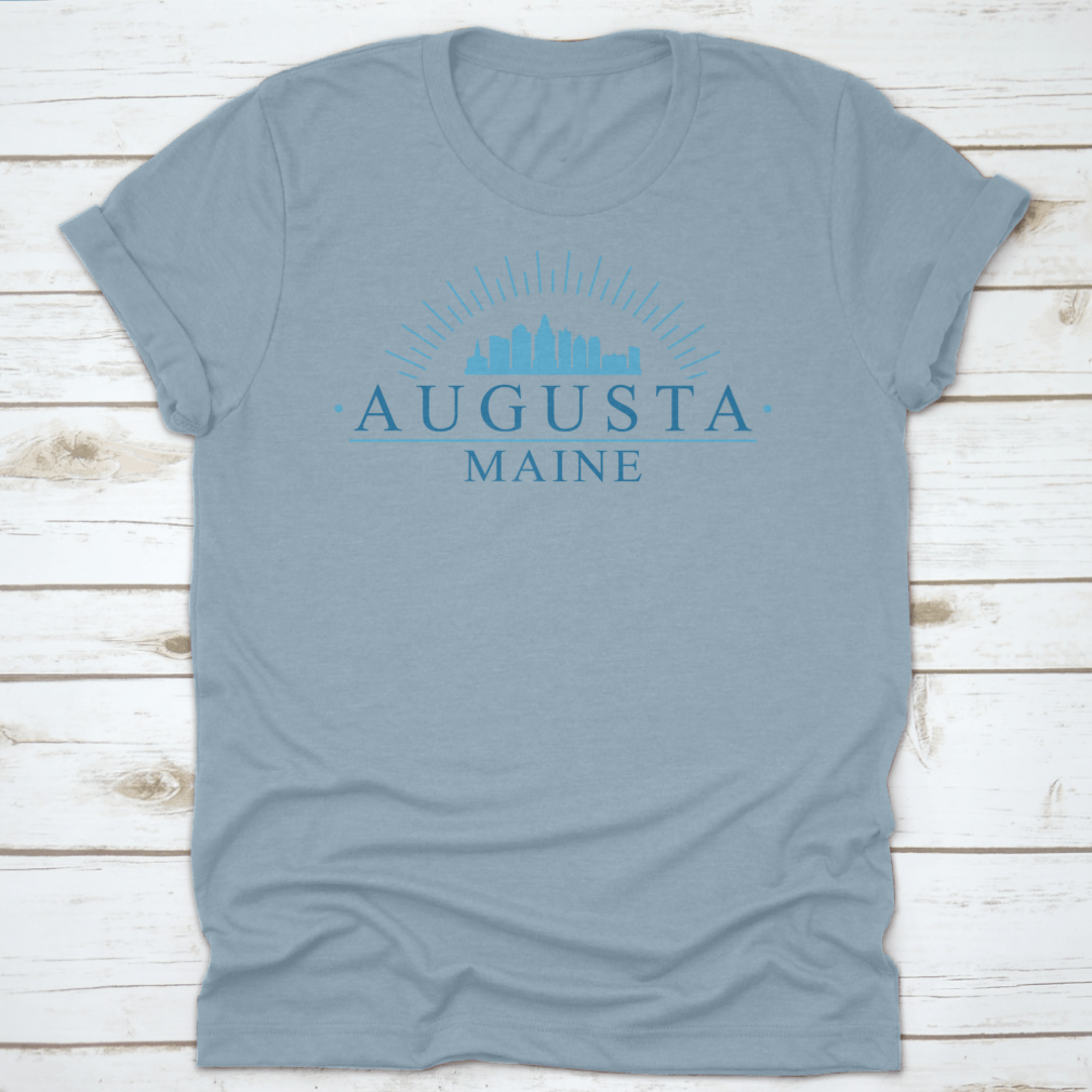 Augusta Maine skyline silhouette vector design on a stylish banner, showcasing the city's iconic landmarks.