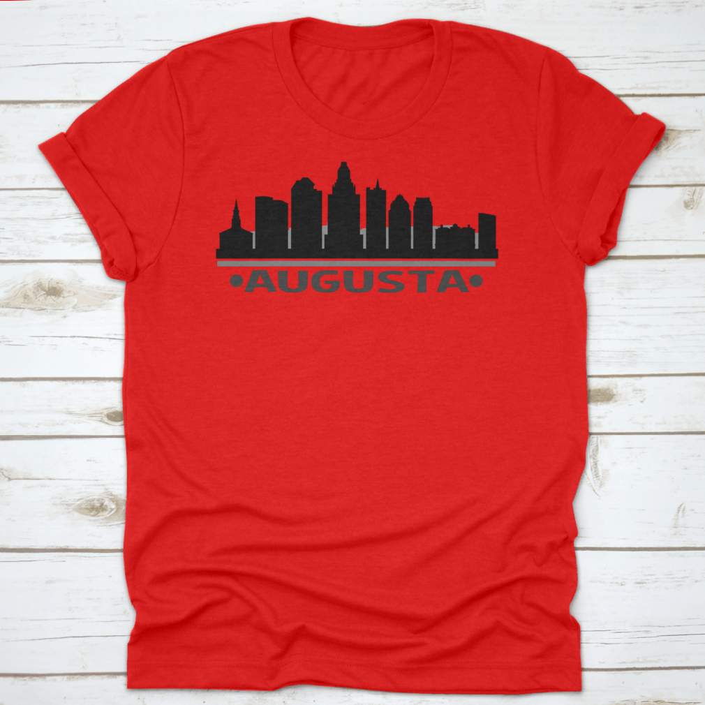 Augusta Skyline Silhouette Stamp featuring a trendy city design in vector art style, perfect for fashion enthusiasts.