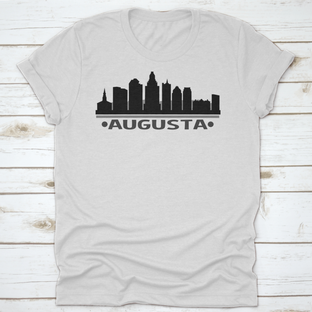 Augusta Skyline Silhouette Stamp featuring a trendy city design in vector art style, perfect for fashion enthusiasts.