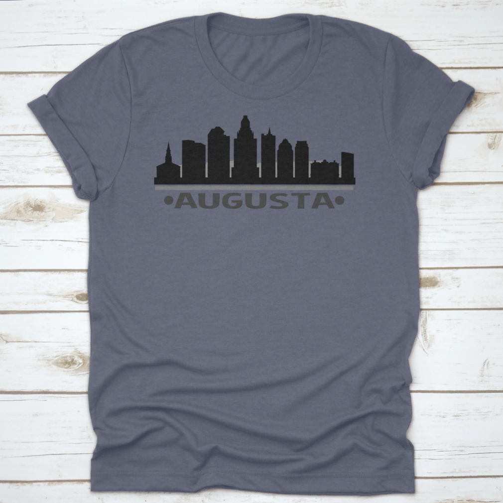 Augusta Skyline Silhouette Stamp featuring a trendy city design in vector art style, perfect for fashion enthusiasts.