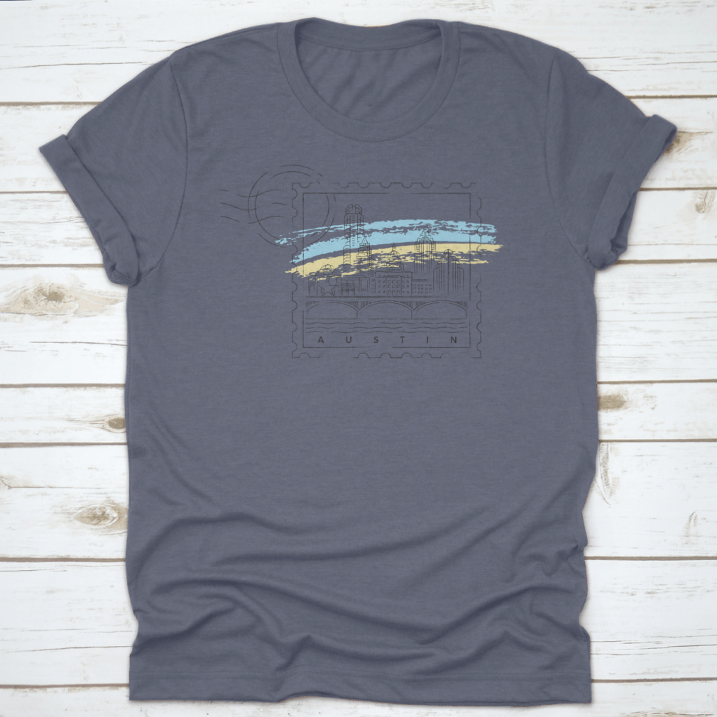 Austin Skyline Vector Illustration on a stylish cotton t-shirt, showcasing the iconic cityscape design.