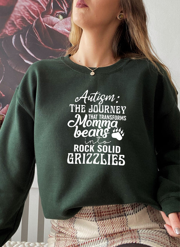 Autism Mama Grizzlies Sweat Shirt featuring a cozy fleece design, perfect for casual wear and expressing individuality.