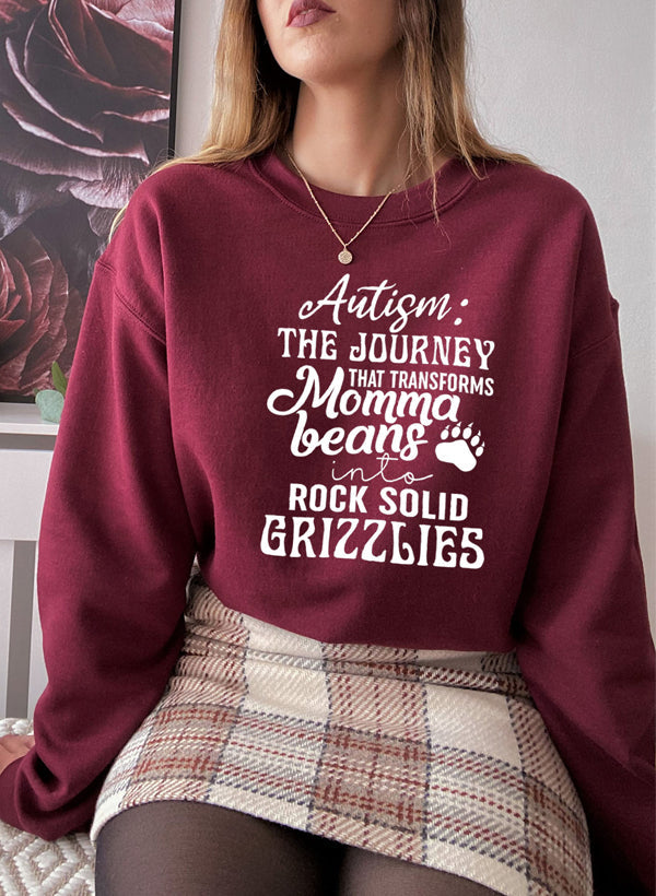 Autism Mama Grizzlies Sweat Shirt featuring a cozy fleece design, perfect for casual wear and expressing individuality.