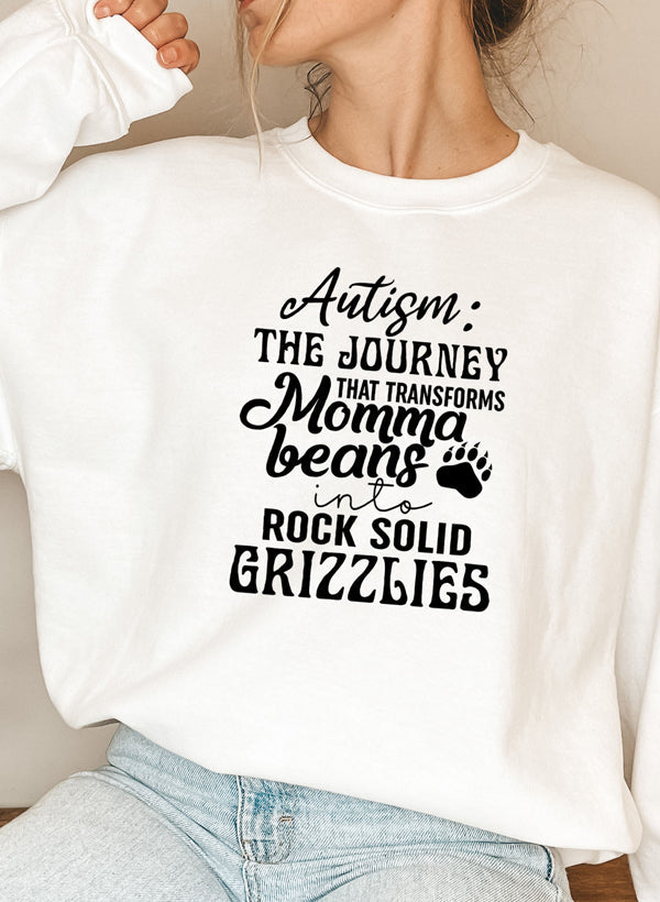 Autism Mama Grizzlies Sweat Shirt featuring a cozy fleece design, perfect for casual wear and expressing individuality.