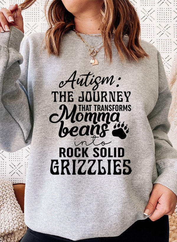 Autism Mama Grizzlies Sweat Shirt featuring a cozy fleece design, perfect for casual wear and expressing individuality.