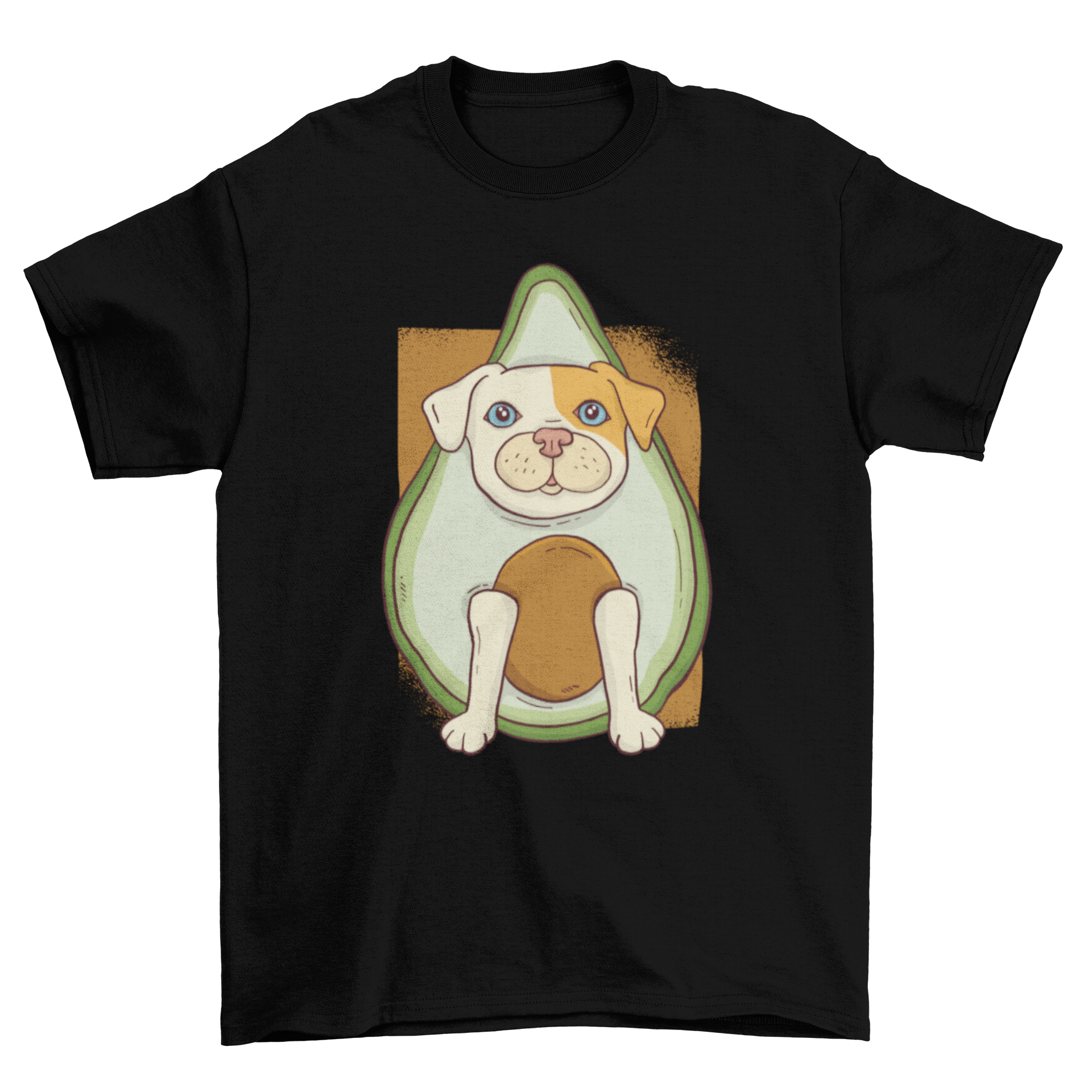 Avocado Dog T-Shirt featuring a cute bulldog in an avocado costume, perfect for stylish pets.