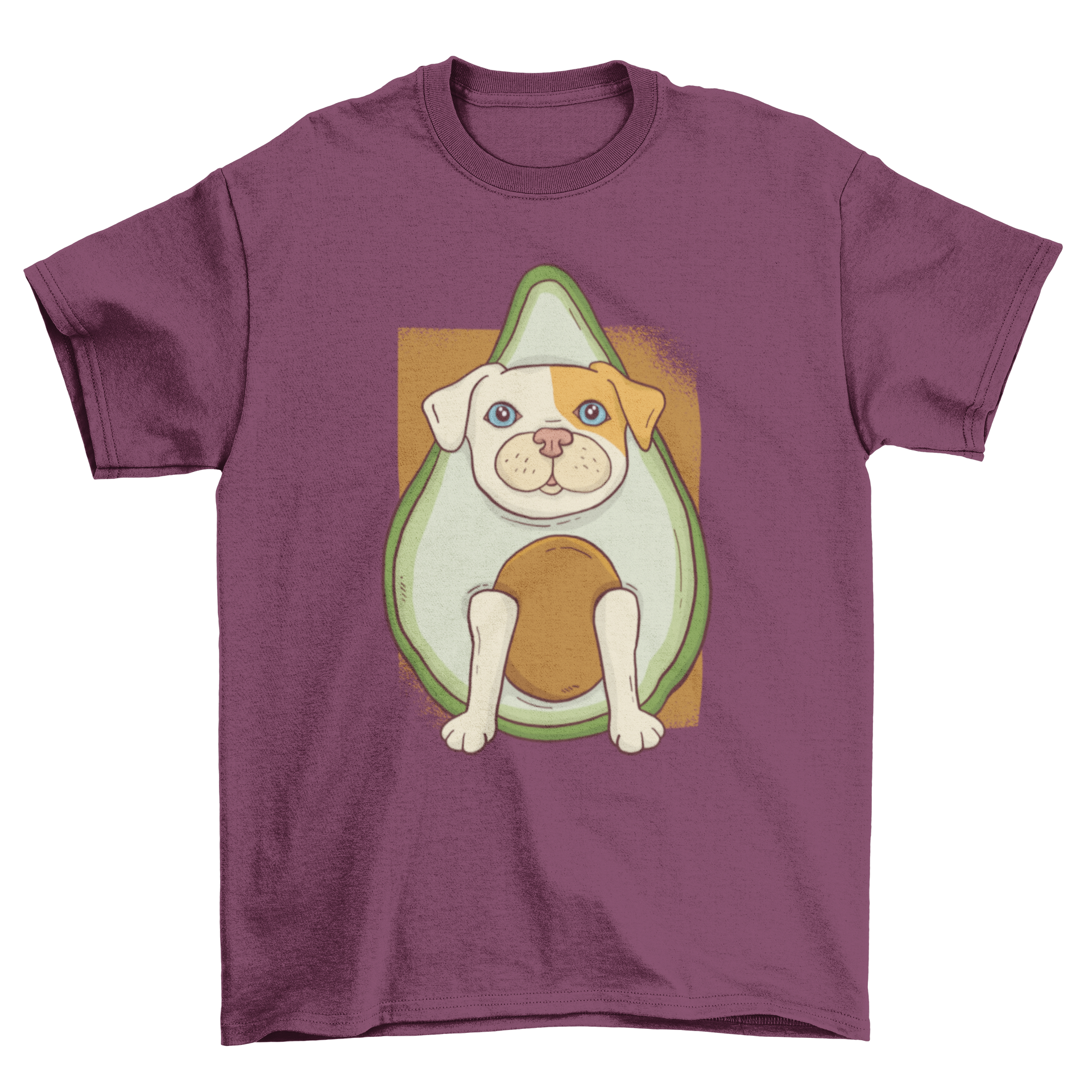 Avocado Dog T-Shirt featuring a cute bulldog in an avocado costume, perfect for stylish pets.