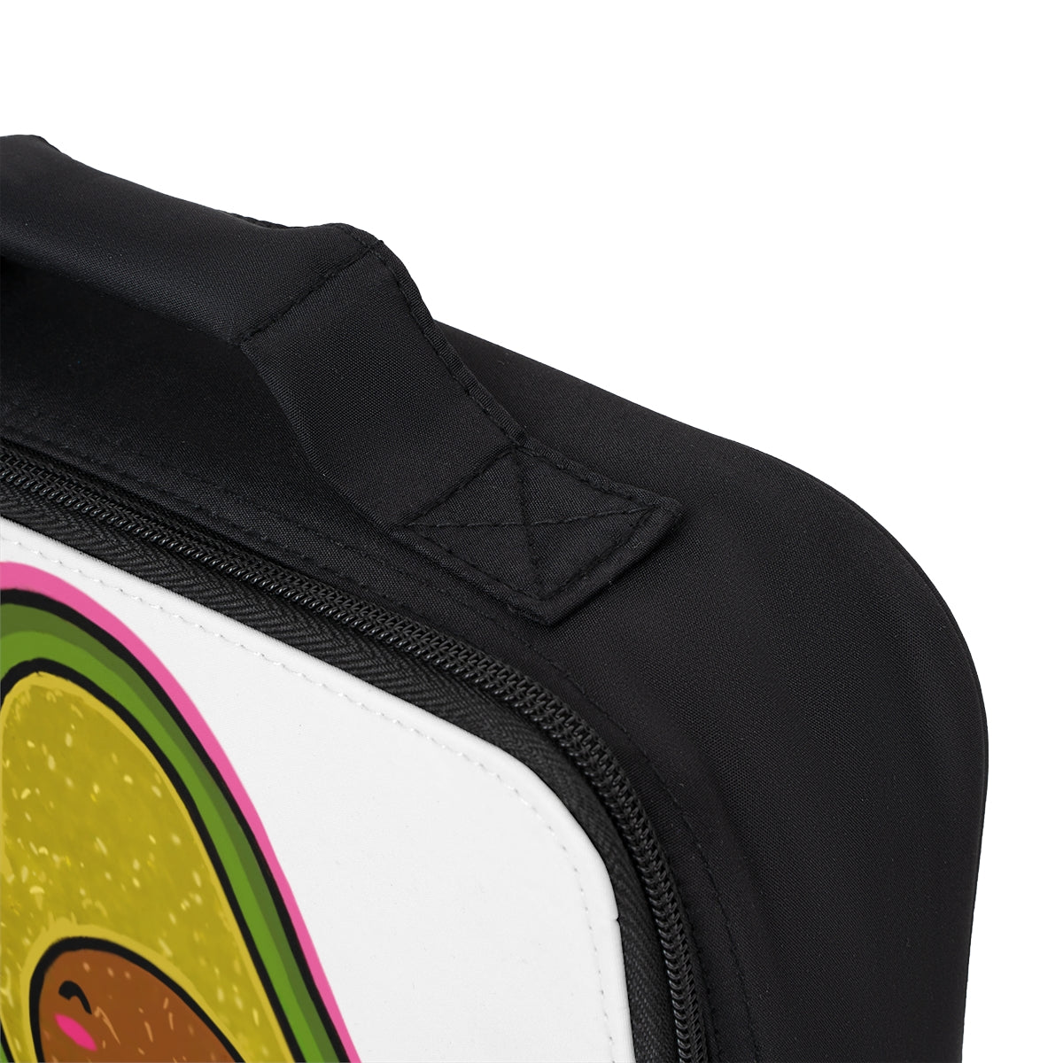 Avocado Lunch Bag featuring a black base and customizable white area, perfect for adults and kids.