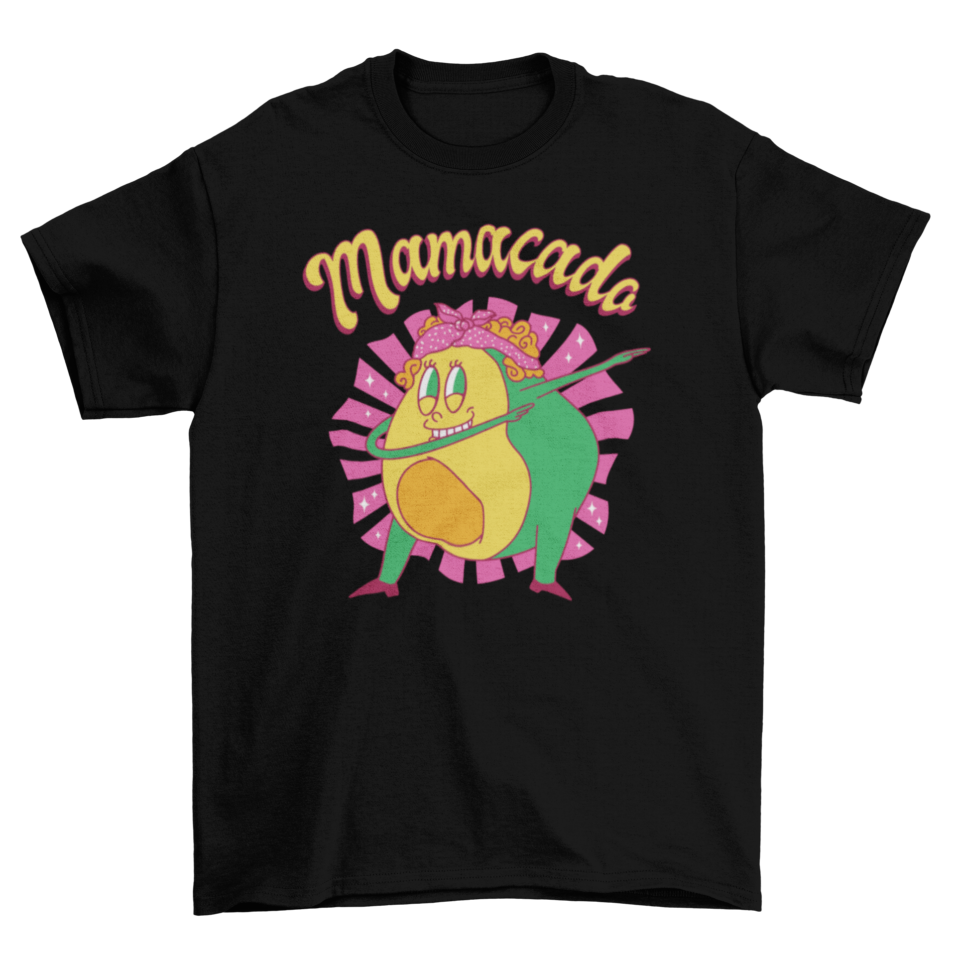 A humorous t-shirt featuring an avocado mom dabbing with the caption 'Mamacado', perfect for avocado lovers.