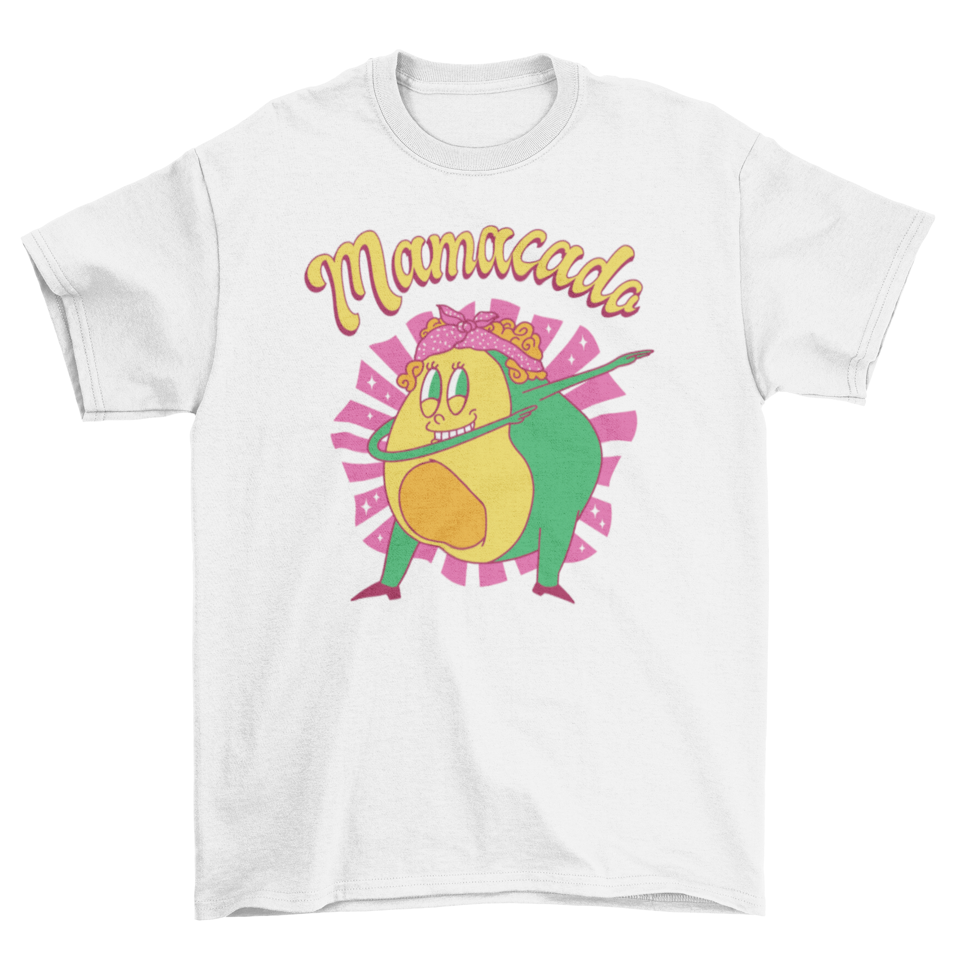 A humorous t-shirt featuring an avocado mom dabbing with the caption 'Mamacado', perfect for avocado lovers.