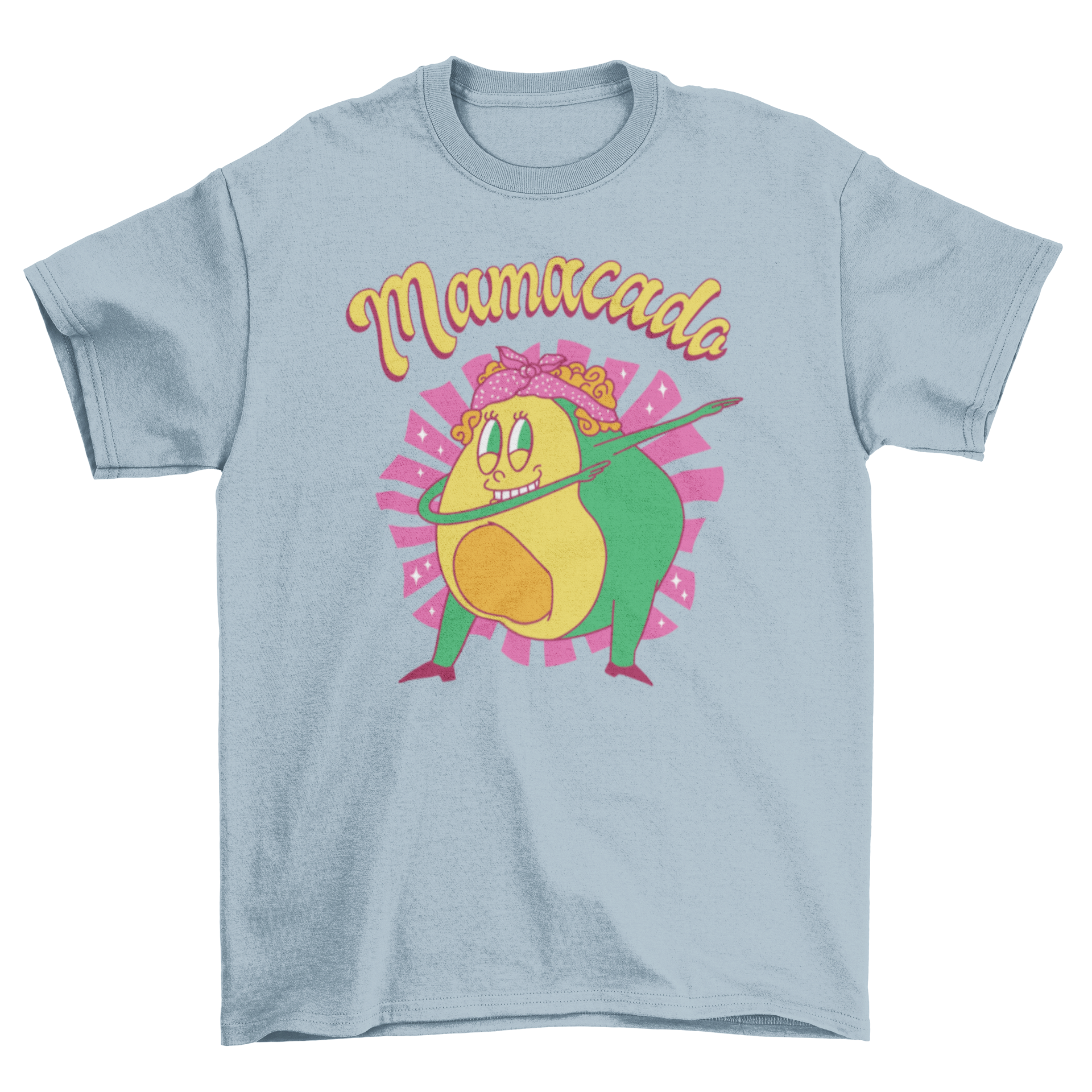 A humorous t-shirt featuring an avocado mom dabbing with the caption 'Mamacado', perfect for avocado lovers.