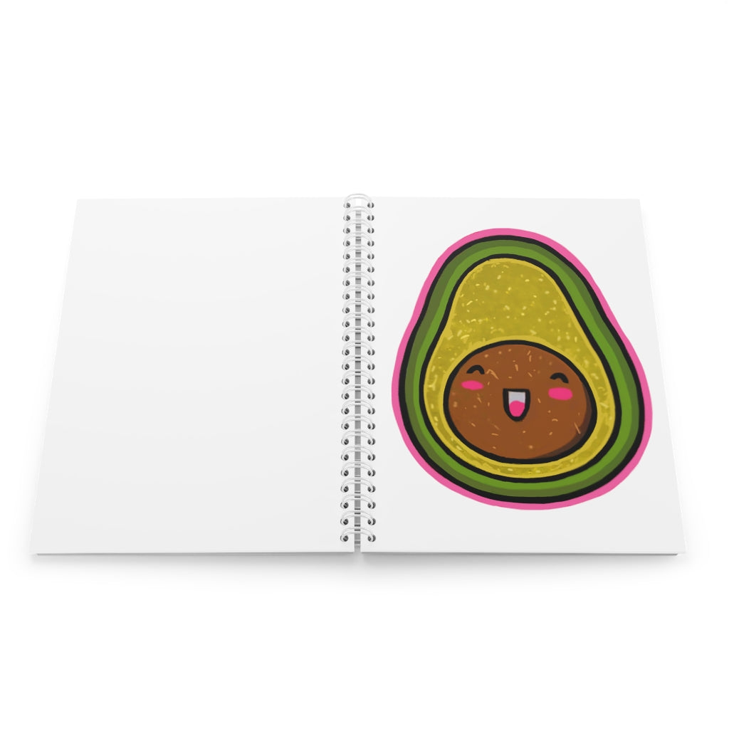 Avocado Spiral Notebook with customizable covers and wide-ruled pages, featuring a semi-gloss laminated finish.