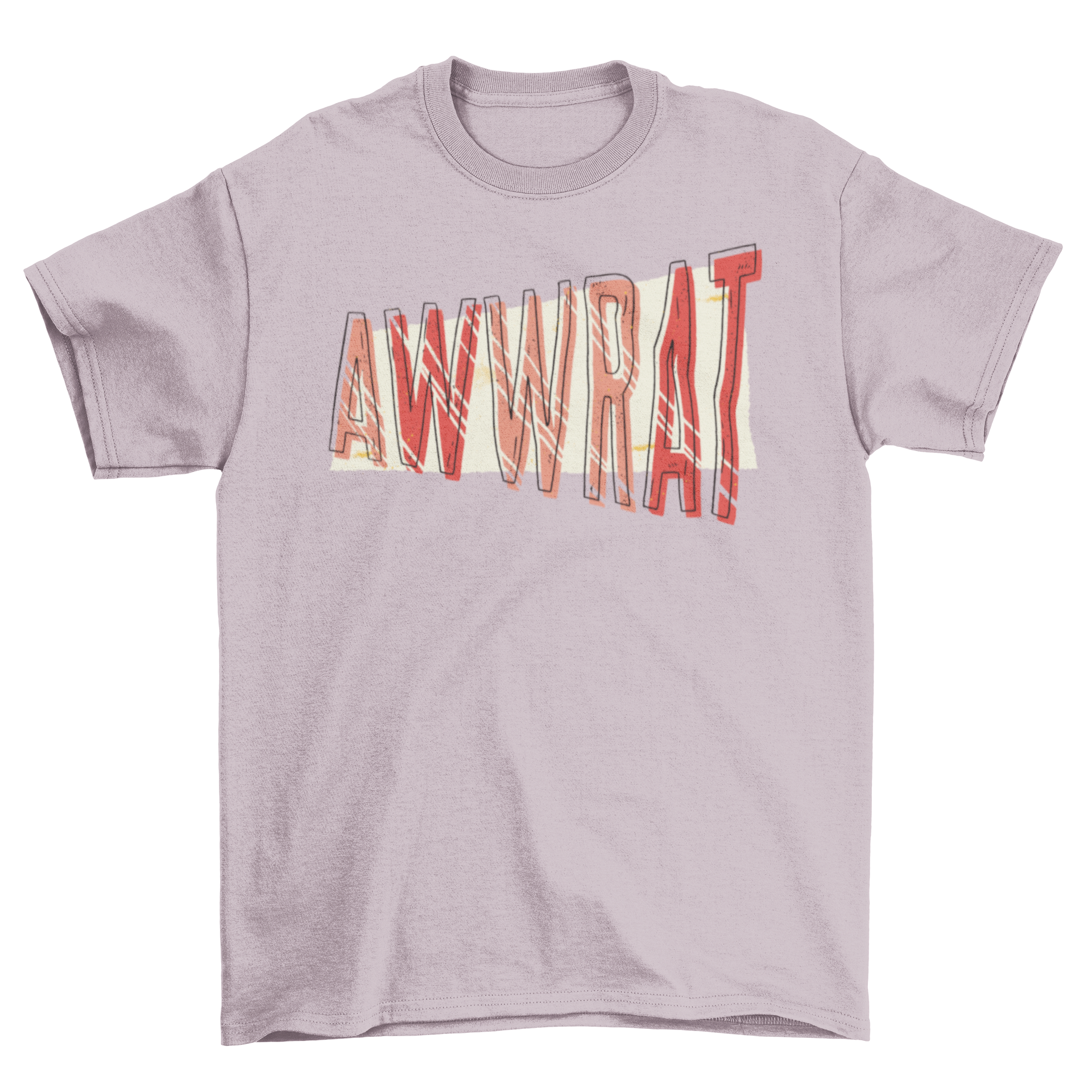 A stylish Aww Rat Lettering T-shirt featuring playful text design in a casual setting.