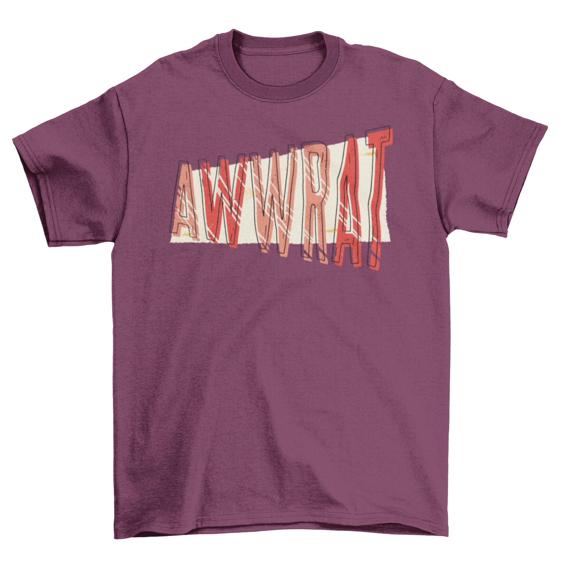 A stylish Aww Rat Lettering T-shirt featuring playful text design in a casual setting.