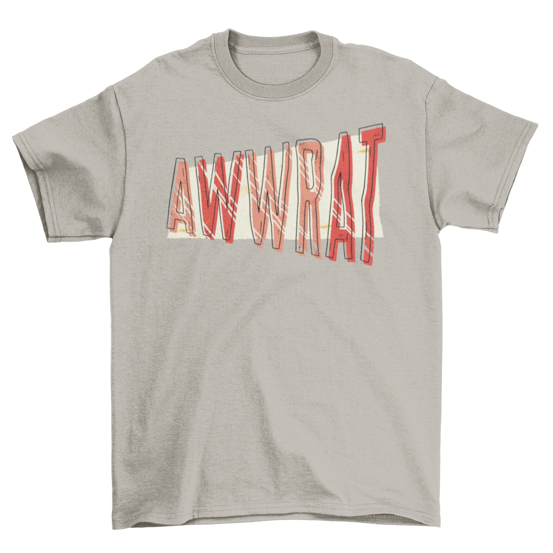 A stylish Aww Rat Lettering T-shirt featuring playful text design in a casual setting.