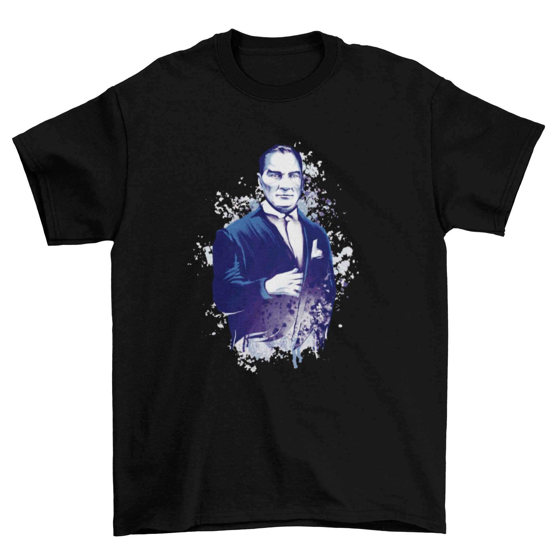 A stylish t-shirt featuring a grunge-style illustration of Ataturk, the founder of modern Turkey, showcasing his iconic portrait.