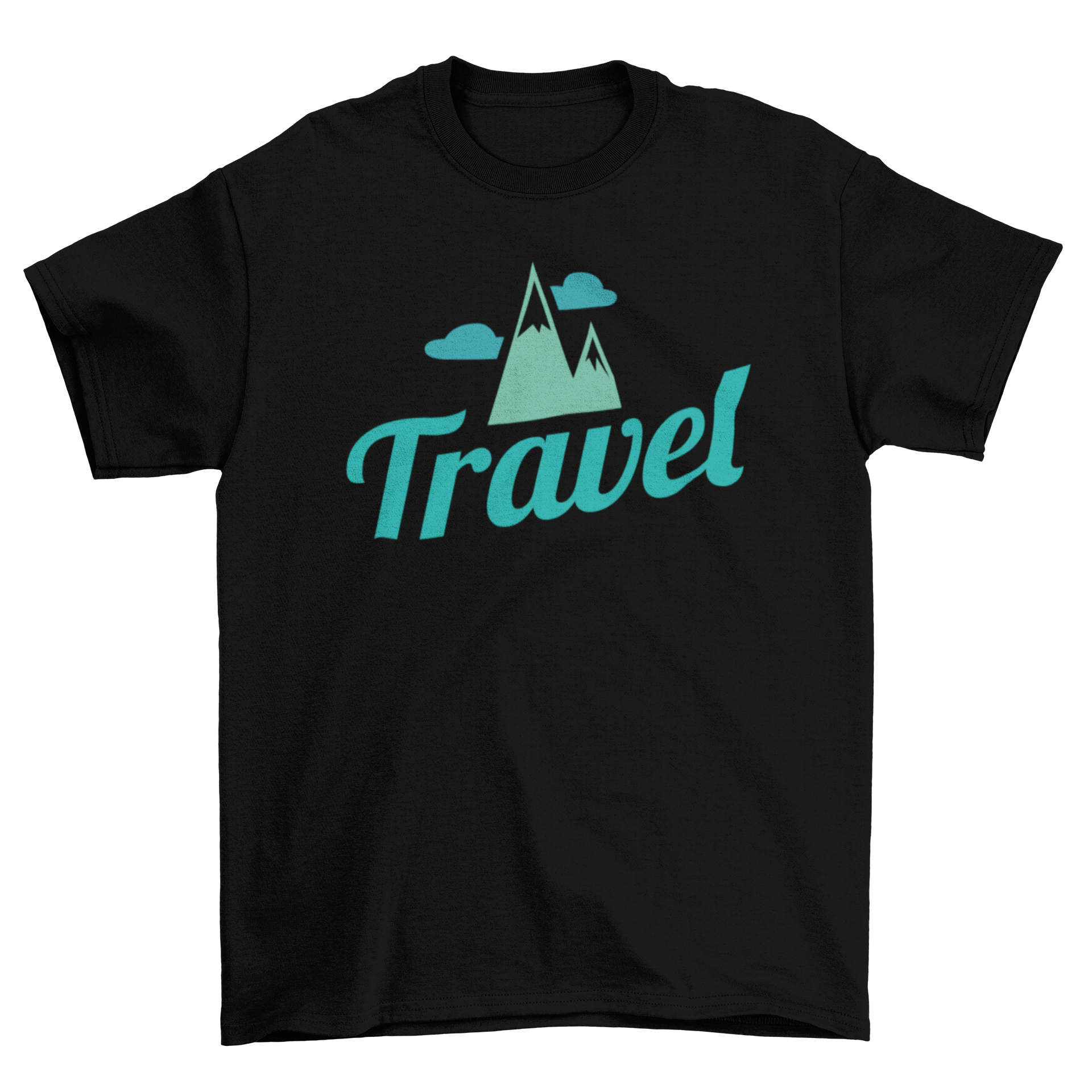 Awesome Fashion Travel Mountain Nature Adventure t-shirt featuring mountain illustrations and the word travel.