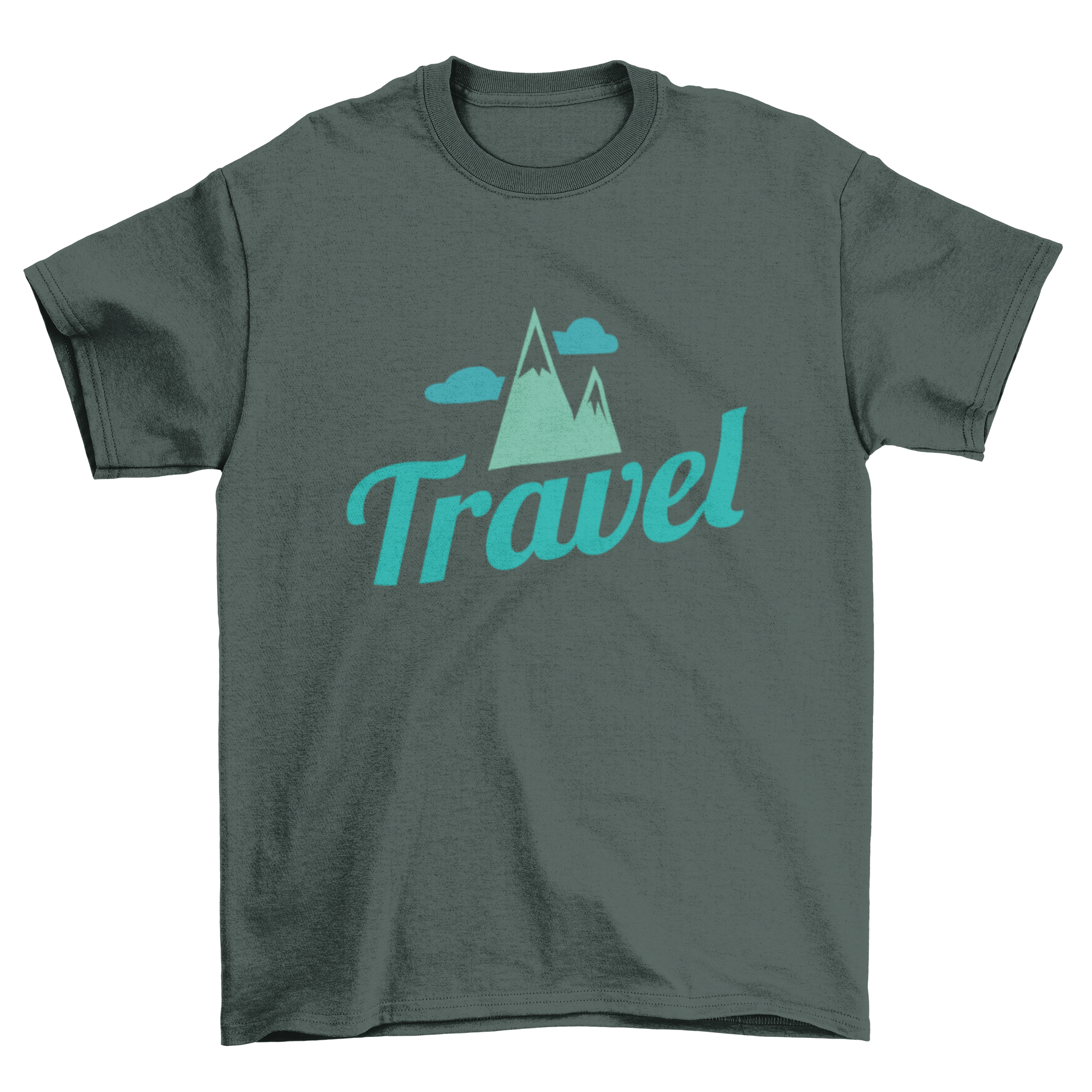 Awesome Fashion Travel Mountain Nature Adventure t-shirt featuring mountain illustrations and the word travel.