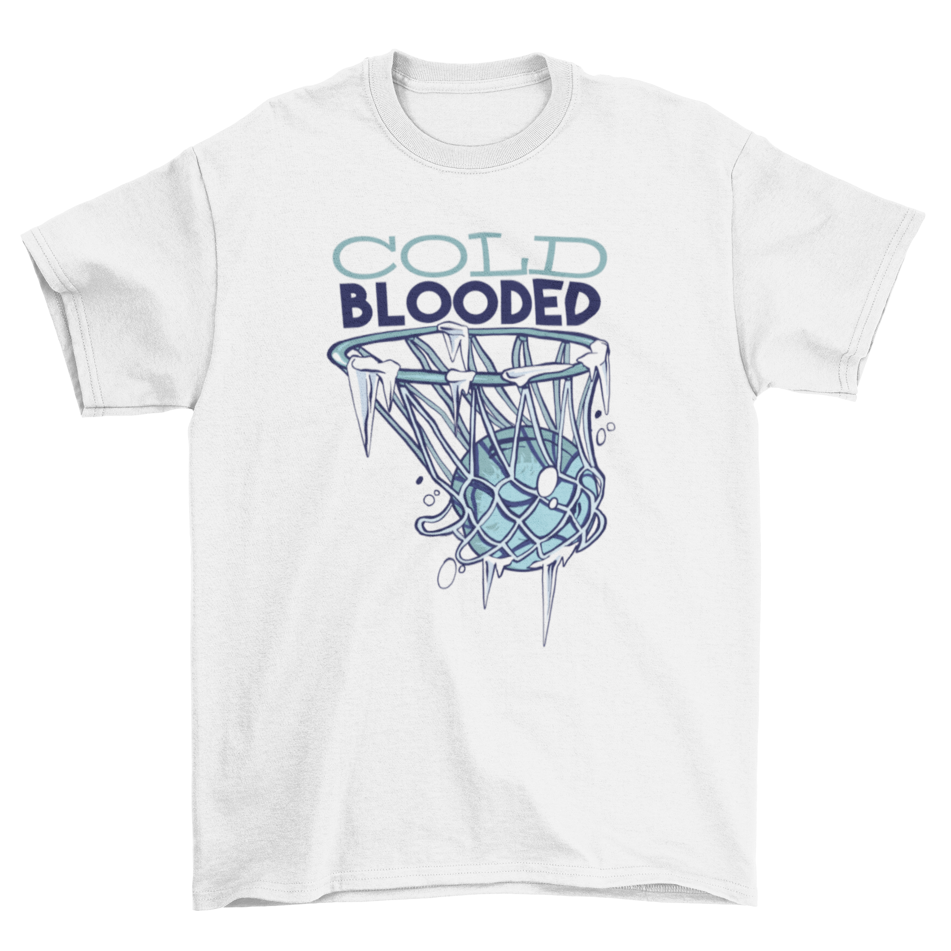 Awesome Cold Blooded Basketball Champion T-shirt featuring a bold design and vibrant colors, perfect for sports enthusiasts.