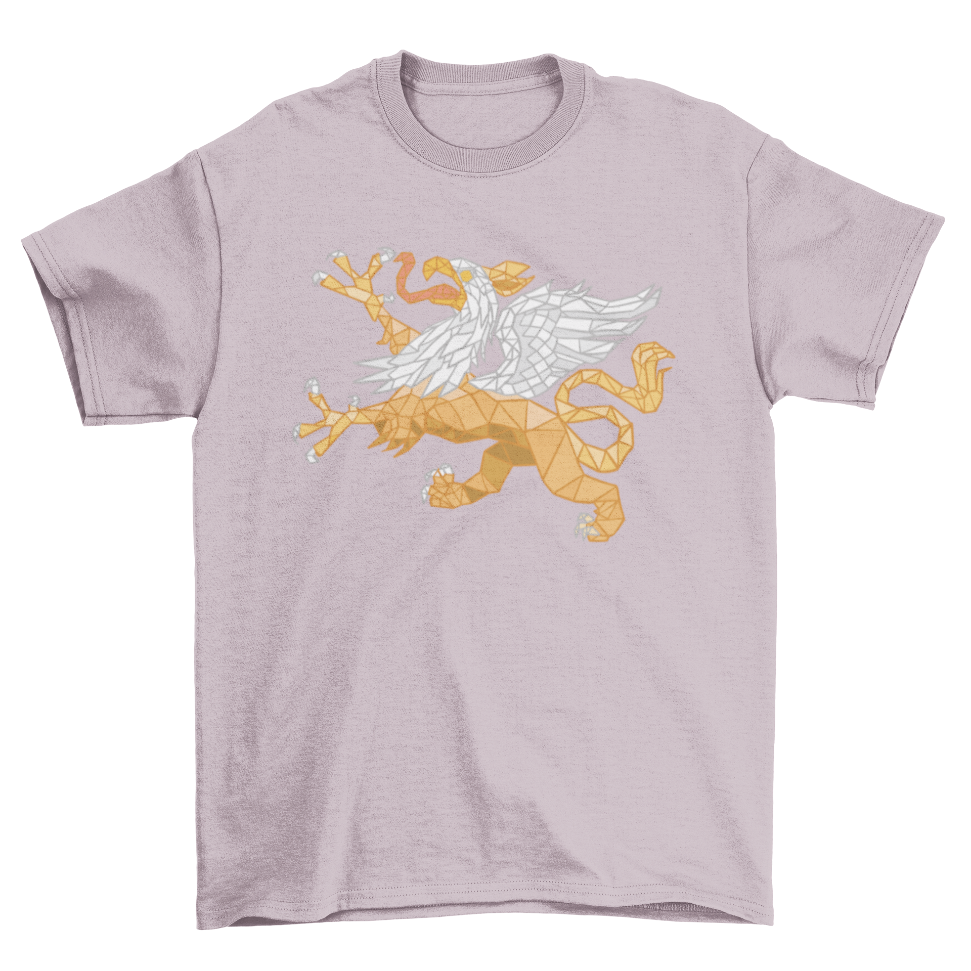 Awesome Griffin low poly t-shirt design featuring a polygonal style griffin in vibrant colors.