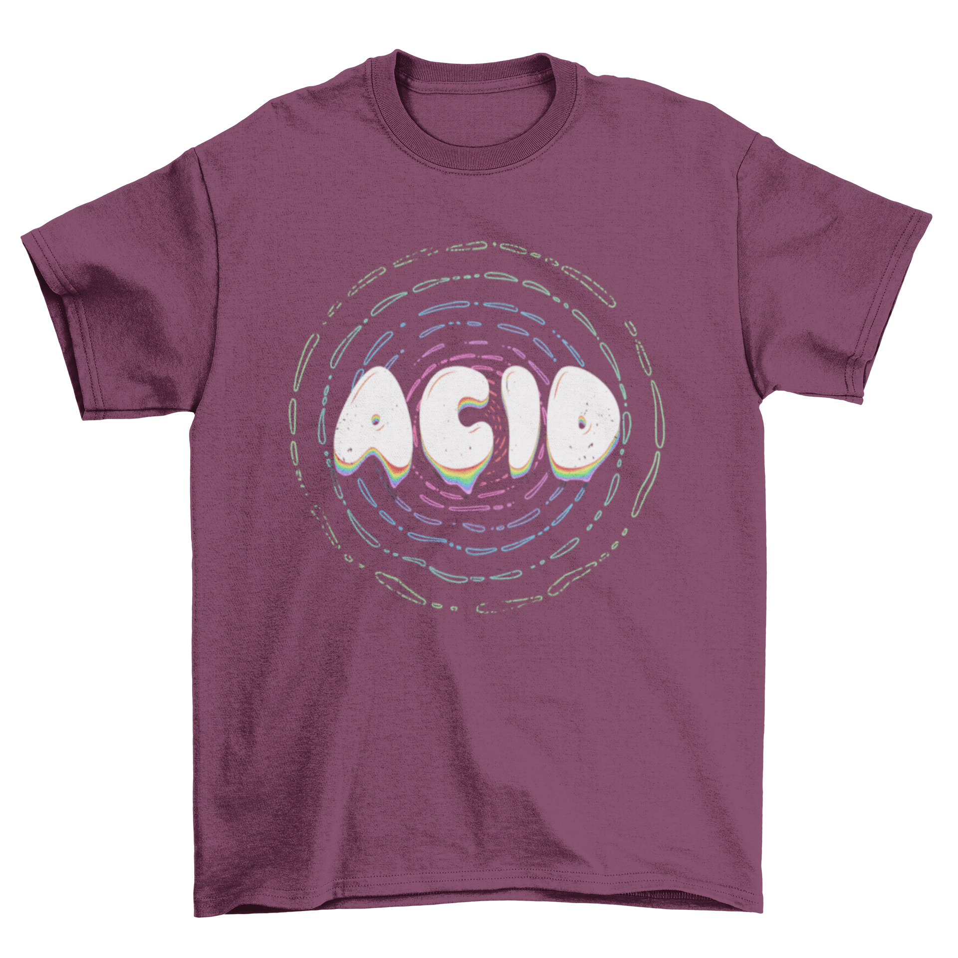 A vibrant acid effect t-shirt featuring a psychodelic design with editable text, perfect for bold fashion statements.