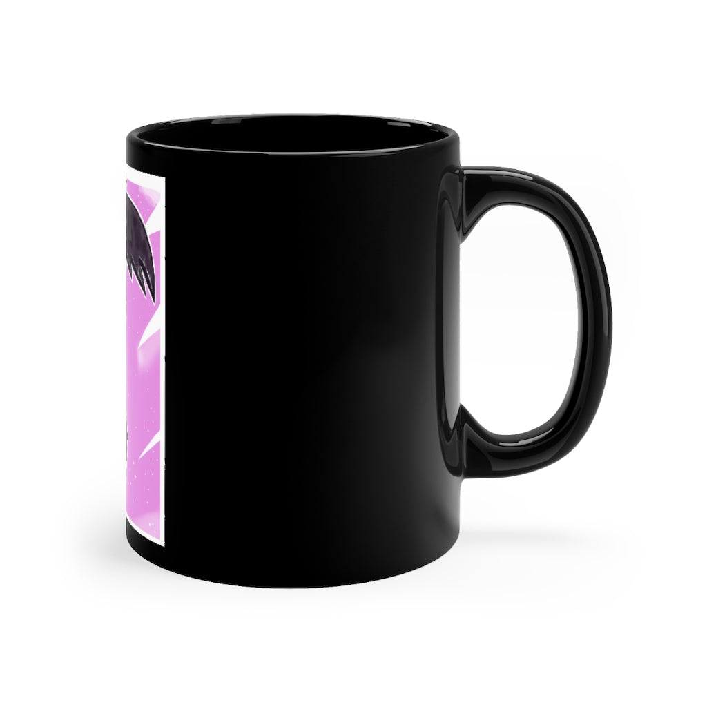 Axe Black mug 11oz, featuring a sleek black ceramic design with rounded corners and a comfortable C-handle.