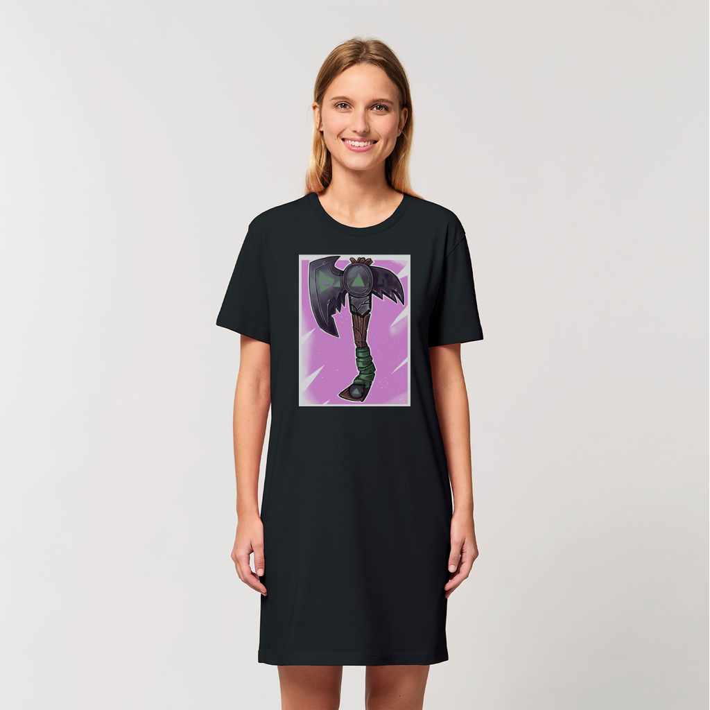 Axe Organic T-Shirt Dress made from 100% organic cotton, featuring a soft-hand feel and stylish design, available in various sizes.