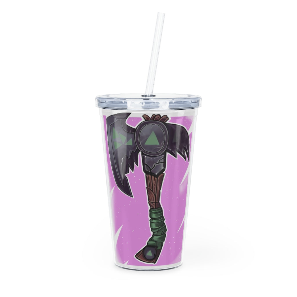 Axe Plastic Tumbler with Straw in vibrant colors, showcasing its lid and customizable design.