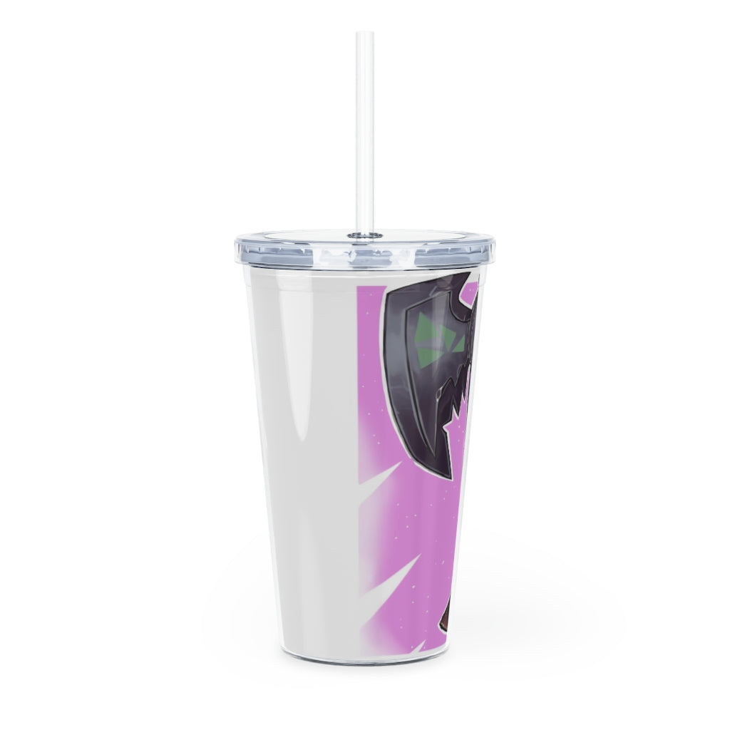 Axe Plastic Tumbler with Straw in vibrant colors, showcasing its lid and customizable design.