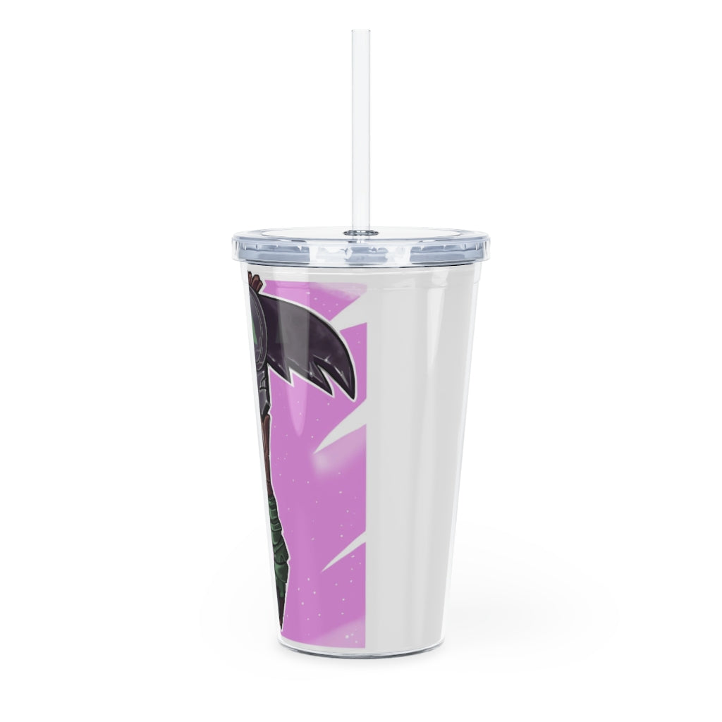 Axe Plastic Tumbler with Straw in vibrant colors, showcasing its lid and customizable design.