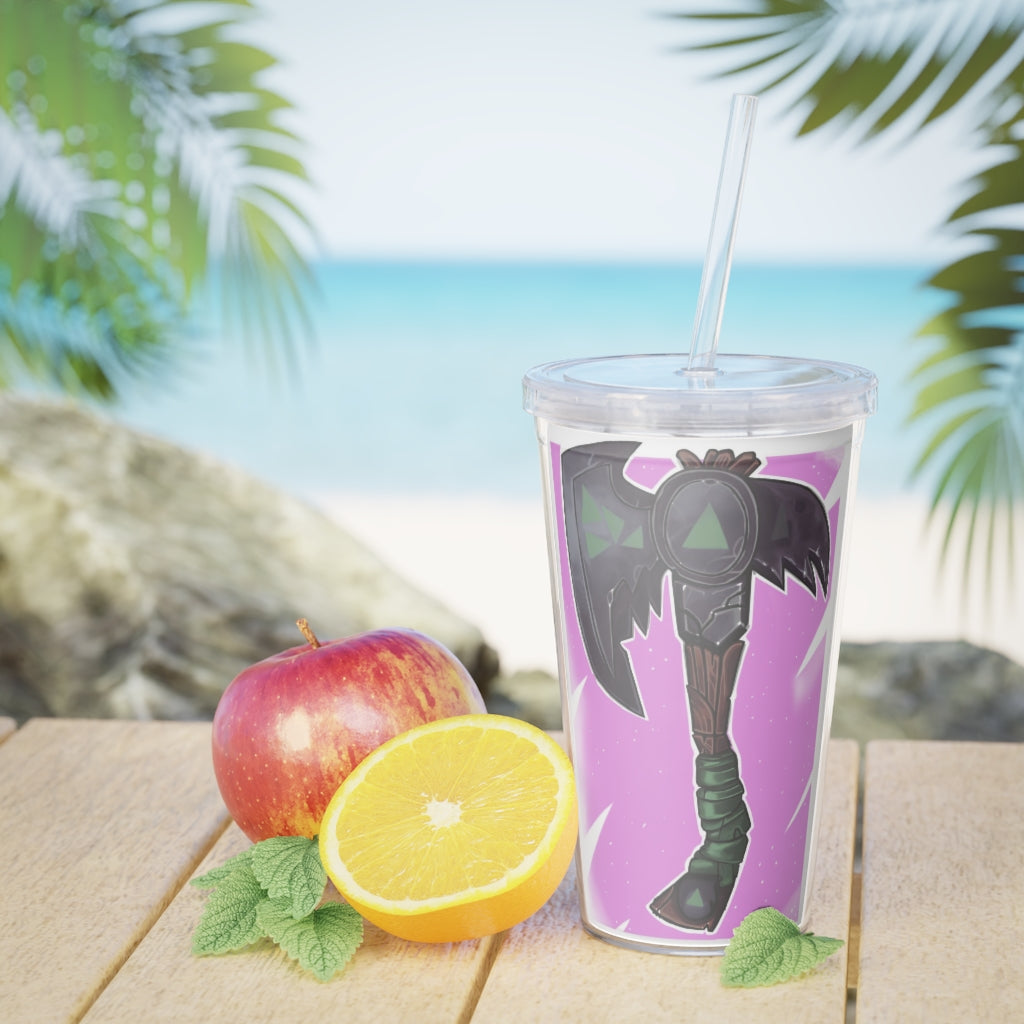 Axe Plastic Tumbler with Straw in vibrant colors, showcasing its lid and customizable design.