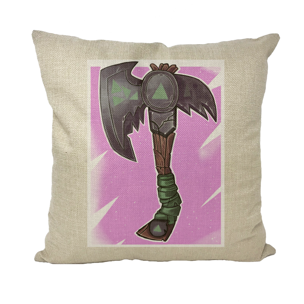 Axe Throw Pillows in various styles including linen, canvas, and suede, showcasing their unique textures and colors.