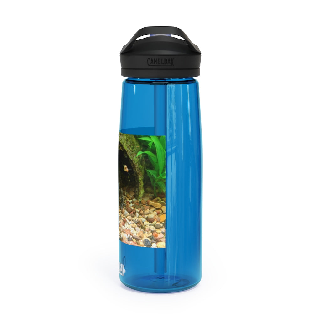 Axolotl CamelBak Eddy® Water Bottle in vibrant colors, showcasing its ergonomic design and spill-proof biting valve.