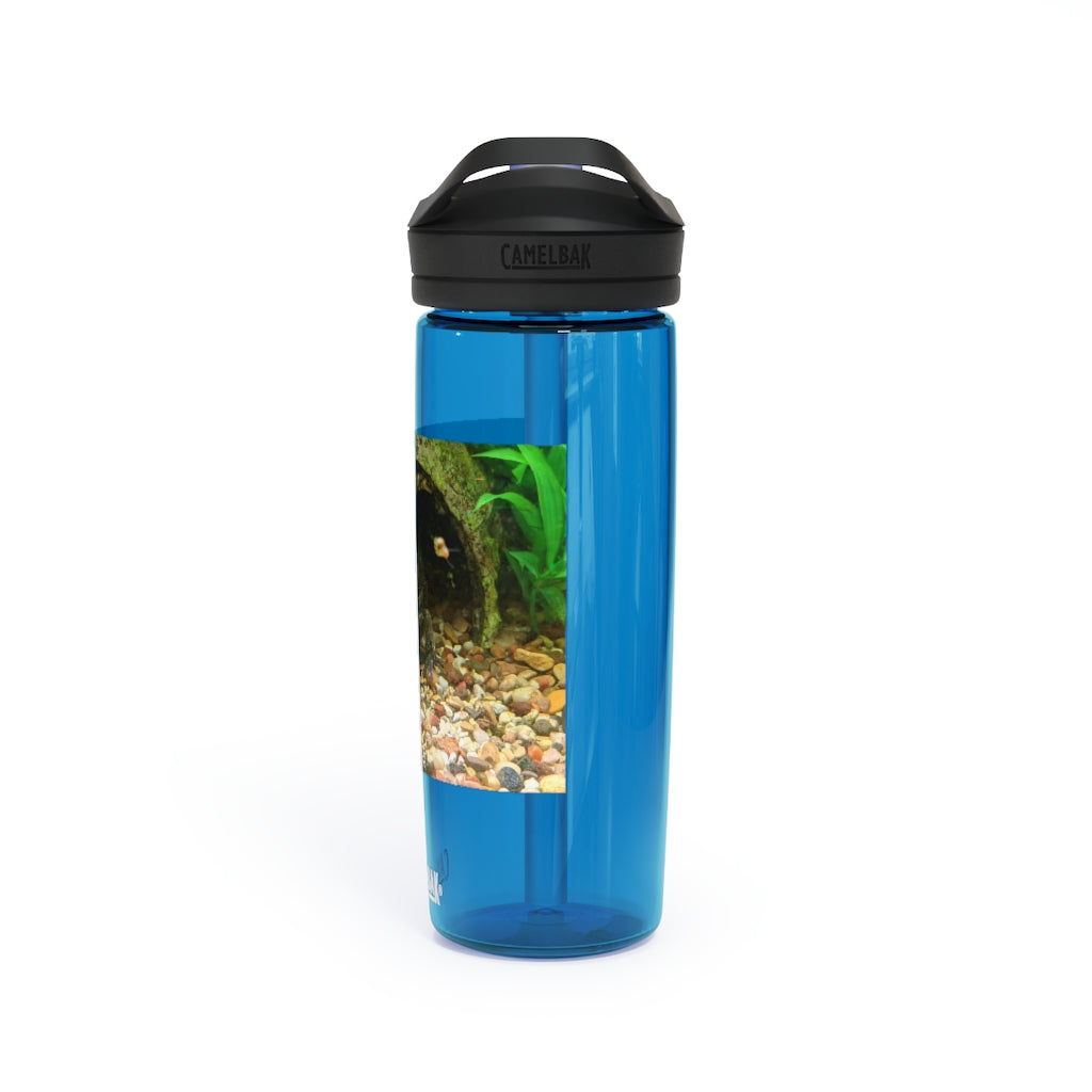 Axolotl CamelBak Eddy® Water Bottle in vibrant colors, showcasing its ergonomic design and spill-proof biting valve.